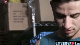 GayStepBros.com - Hot stepbro treated with a portion of hard dick and cum in mouth
