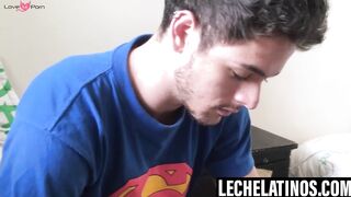 LecheLatinos.com - Attractive Maximiliano's cum explosion from a rim job