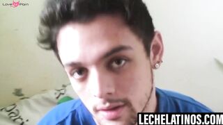 LecheLatinos.com - Attractive Maximiliano's cum explosion from a rim job