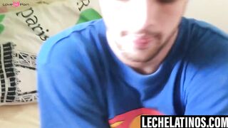 LecheLatinos.com - Attractive Maximiliano's cum explosion from a rim job