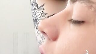 Smoking tattooed twink indulges in wild bareback fucking