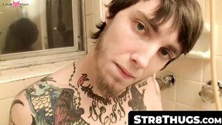 Str8Thugs.com - Blinx's shower-bound ball-unloading jerk off session with a soapy twi