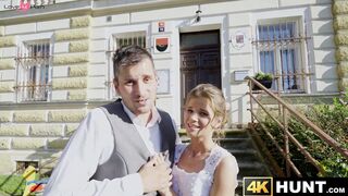 Newlywed Sarah Kay is pussy pounded while cucking her husband