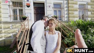 Newlywed Sarah Kay is pussy pounded while cucking her husband