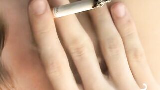 Tattooed buddies having a smoking session and throatfucking