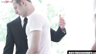 BoyMissionary.com - Mature Mormon barebacks two twinks after they suck him off in a s