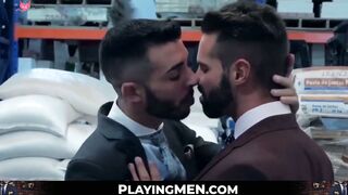 PlayingMen.com - Classy studs go to the warehouse for hardcore anal hammering with fo