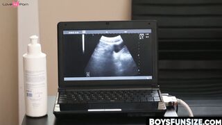 BoysFunSize.com - Tall handsome doctor fingers and stretches petite twink's bubble bu