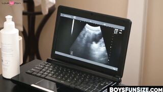 BoysFunSize.com - Tall handsome doctor fingers and stretches petite twink's bubble bu