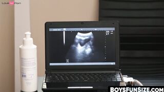 BoysFunSize.com - Tall handsome doctor fingers and stretches petite twink's bubble bu