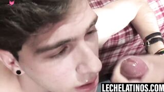 LecheLatinos.com - Twink anticipates my cum while deepthroating my dick