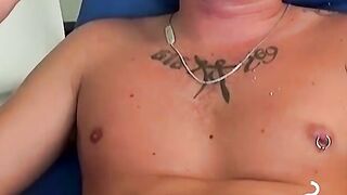 Handsome blonde explores his ass while blowing smoke