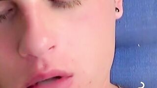 Handsome blonde explores his ass while blowing smoke