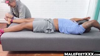 MaleFeetXXX.com - Tattooed Dallas wiggles under a master's relentless feet and body t