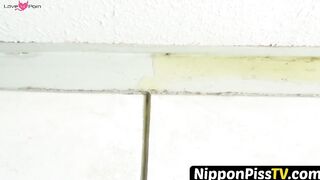 NipponPissTV.com - Japanese chicks in school uniform piss on the bench outside openly