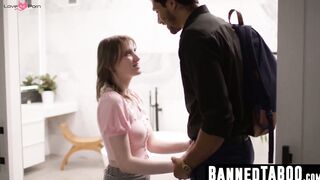 Melody Marks' intense spitroast by boyfriend and hung stud's tag team