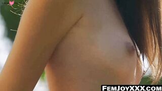 FemJoyXXX.com - Katrine Pirs's garden body exhibition and sensual posing