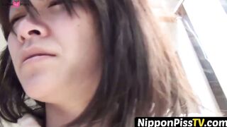NipponPissTV.com - Four Japanese schoolgirls fool around outside before peeing openly