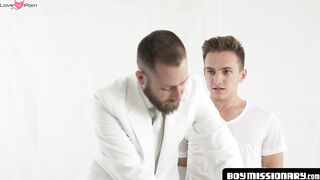 BoyMissionary.com - Young Mormon newcomer rides his bearded elder's massive, divine c