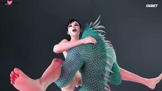 Ящер и Оборотень развращают красивую Мейпл 1 серия