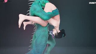 Ящер и Оборотень развращают красивую Мейпл 1 серия