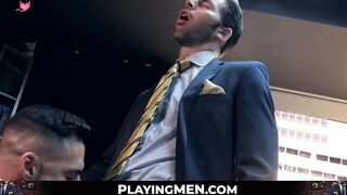 PlayingMen.com - Executive has his hard dick slobbered on and his ass pounded with pa