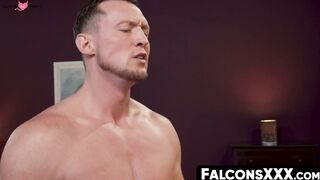 FalconsXXX.com - Jock jerks off while watching two fit guys in a deep raw fuck sessio