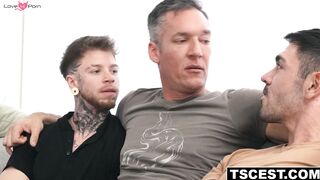 Atlas Alexander getting fucked hard by his stepdad and his stepbrother