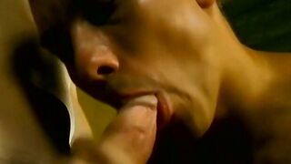 Skinny twink blows a big cock before taking it into his ass