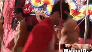 MachoIO.com - Bald latino hunk leaves party to get facial after bareback bliss