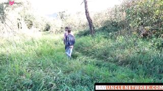 SayUncleNetwork.com - Cute stepson lured by daddy in the forest for raw bareback fuck