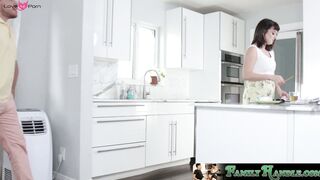 FamilyHandle.com - Big titted teen takes a huge load on her face after intense bang