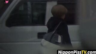 NipponPissTV.com - Adorable Japanese chick sits on the toilet and pees in a cup indoo