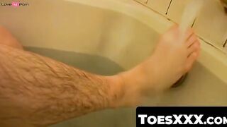 ToesXXX.com - Skinny twink Blinx's foot cleaning and wanking session