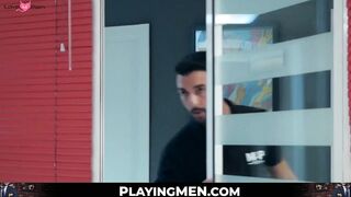 PlayingMen.com - Suit and tie worker has his ass railed after sucking cock with deep