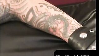 MenWorkinXXX.com - Tattooed mature gay jerks off big dick and unloads hot cum
