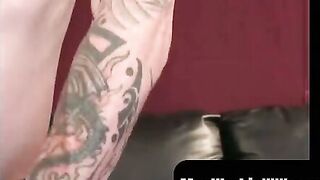 MenWorkinXXX.com - Tattooed mature gay jerks off big dick and unloads hot cum