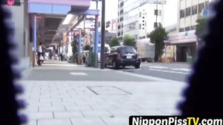 NipponPissTV.com - Shy Japanese schoolgirl pisses in her panties in public view