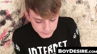 BoyDesire.com - Blond twink's open-air double dick feeding frenzy
