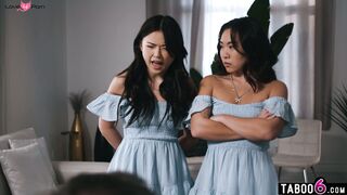 Stepdaughter twins share stepdads cock