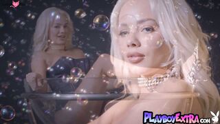 Teen blondie posing in a martini glass