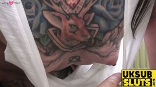 UKSubSluts.com - Inked babe Nayomi Sharp's pussy reshaped with maledom cock