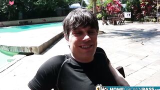 Dick sucker Julia Vearth loves to suck a load of cum out of Alexs big uncut dick