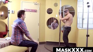 MaskXXX.com - Masked muscular dude passionately strips and jacks off his cock