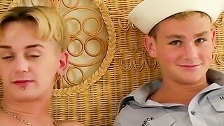 Young blonde dude sucking off his buddies cock for a cumshot