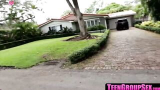 TeenGroupSex.com - Petite teen in Pocahontas outfit fucked by monster cock