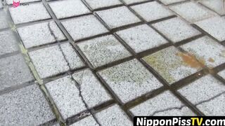 NipponPissTV.com - Short-haired Japanese masturbates while peeing in her flat indoors