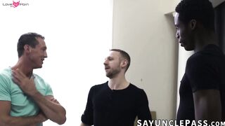 Top Pierce Hartman welcomes two big dicks inside his tiny ass
