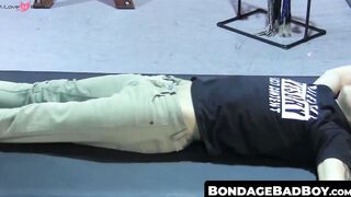 BondageBadBoy.com - Petite slave restrained for rough BDSM tormenting session with ho