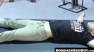 BondageBadBoy.com - Petite slave restrained for rough BDSM tormenting session with ho